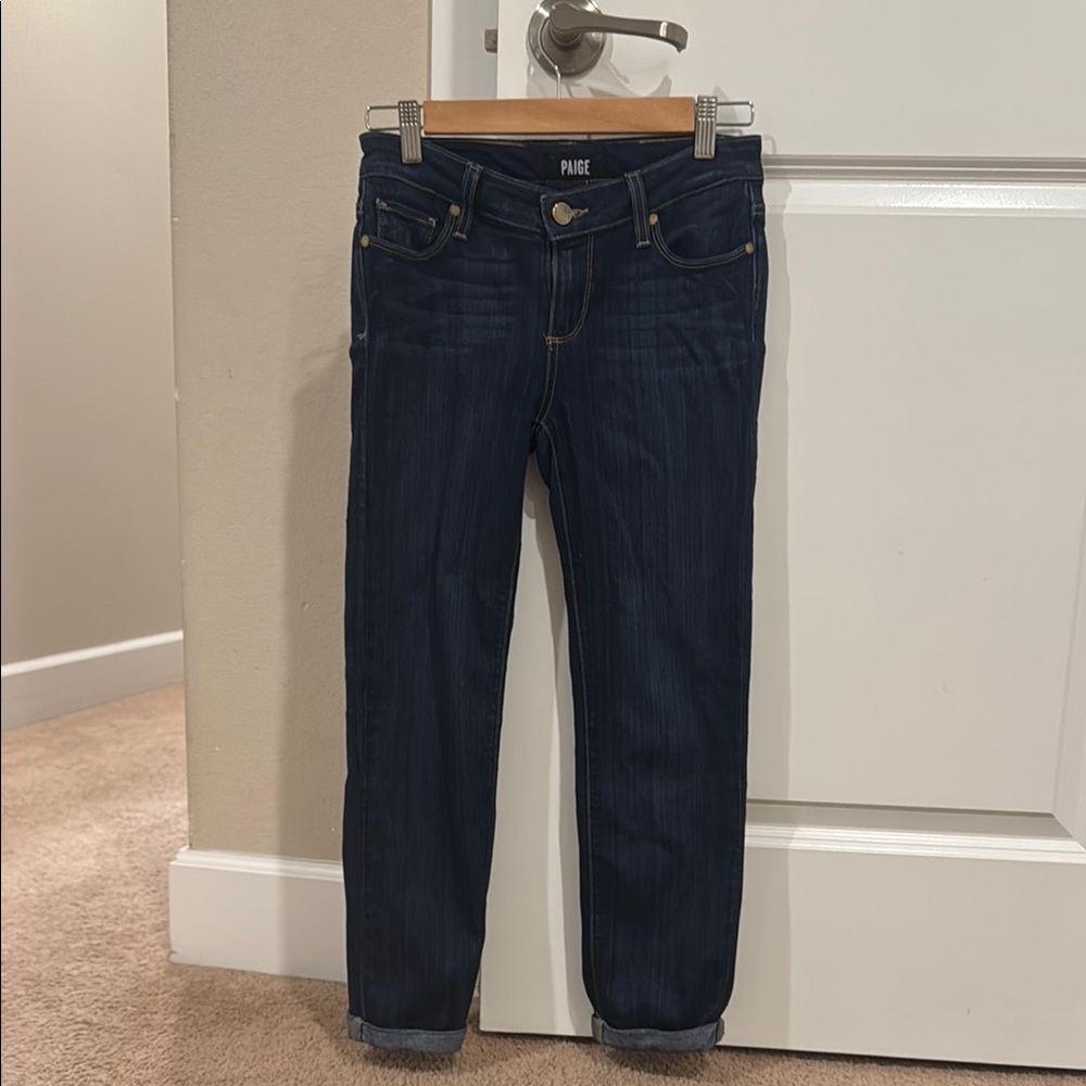 PAIGE Blue Ankle Cropped Jeans with Modern Fit